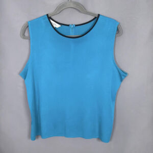 Ming Wang Top Womens 2X Blue Sleeveless Tank Shell Acrylic Knit Career Stretch